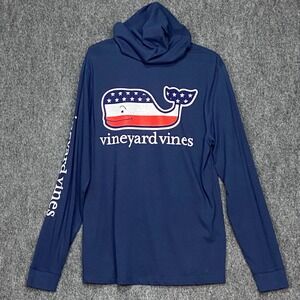Vineyard Vines Mens Medium Deep Bay American Whale Hoodie Long Sleeve T-Shirt‎